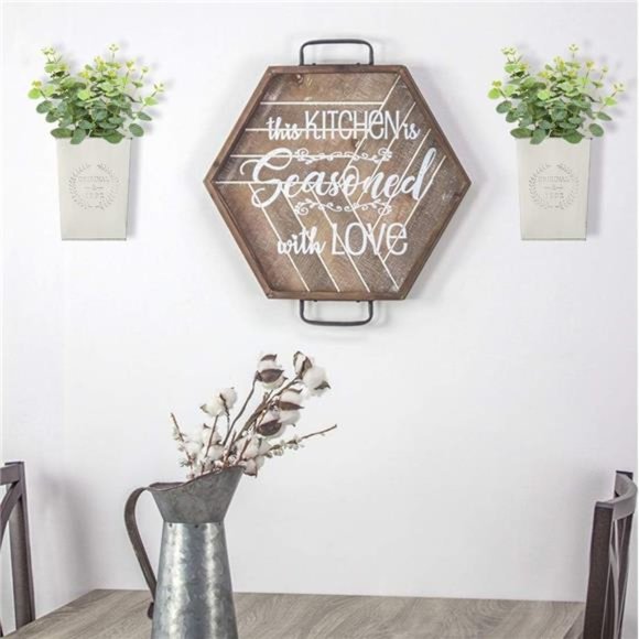 Set of 2Farmhouse Metal Wall Planter,Rustic Wall Decor Country Hanging Wall Vase - Picture 4 of 7